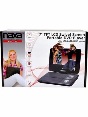Naxa NPD-703 New 7 Inch Portable DVD Player Swivel LCD USB SD Rechargeable Black
